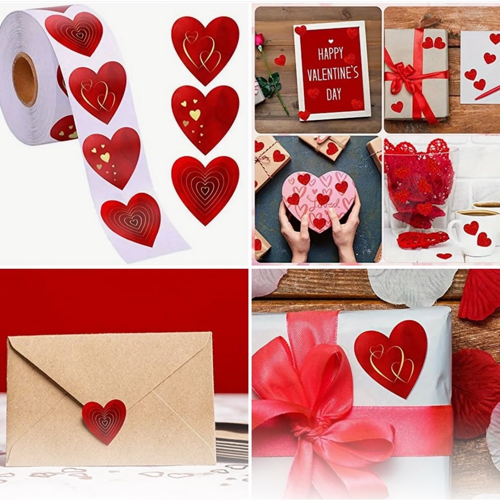 500pcs 3 DESIGNS Heart Stickers NEW Valentine's Day Theme Sealing StickerLabel